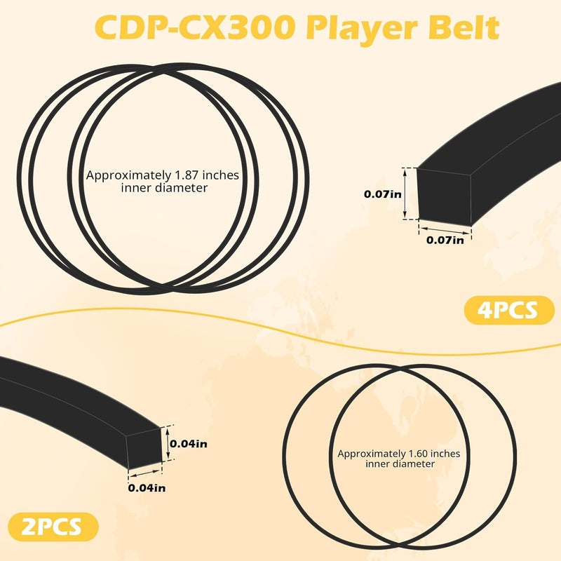 ulapithi Upgrade 2 Door Belt CD Player Belts and 4 Drive Belts Compatible with Sony CD Player Model for CDP-CX455 CDP-CX450 CDP-CX400 CDP-CX355 CDP-CX350 CDP-CX335 CDP-CX300 and 421606101 - Image 2